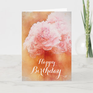 Tarjeta de bonito Rosa Feliz Cumpleaños Peonies