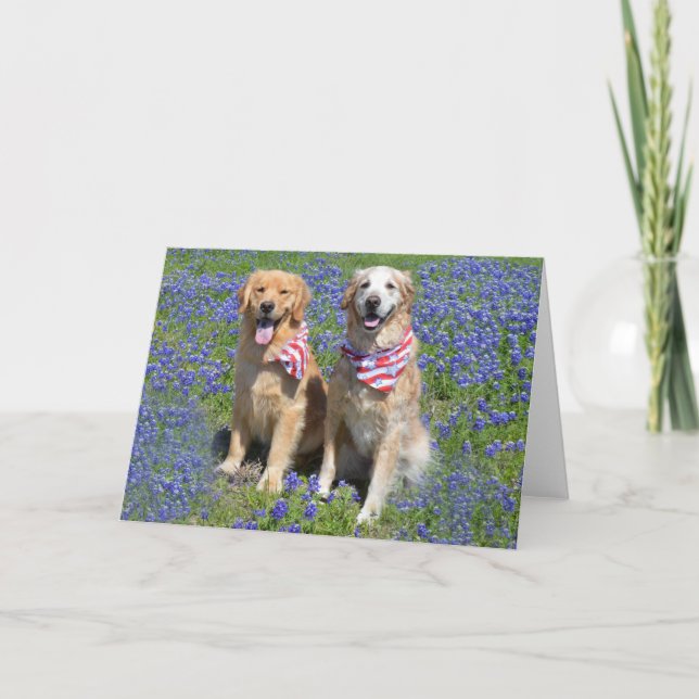 Tarjeta de bonos azul Golden Retriever (Anverso)