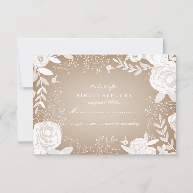 Tarjeta de borde floral blanca de material inspira (Anverso)