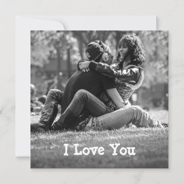 Tarjeta de borde fotográfico personalizada "I love (Anverso)