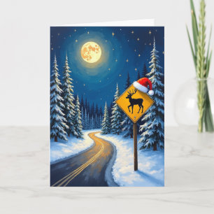 Tarjeta de bosque mágico de Navidad