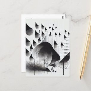 Tarjeta de Bosque Surreal de Ilusión Óptica de B&W