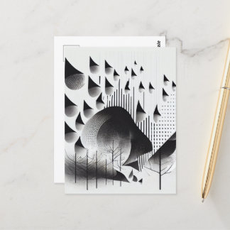 Tarjeta de Bosque Surreal de Ilusión Óptica de B&W