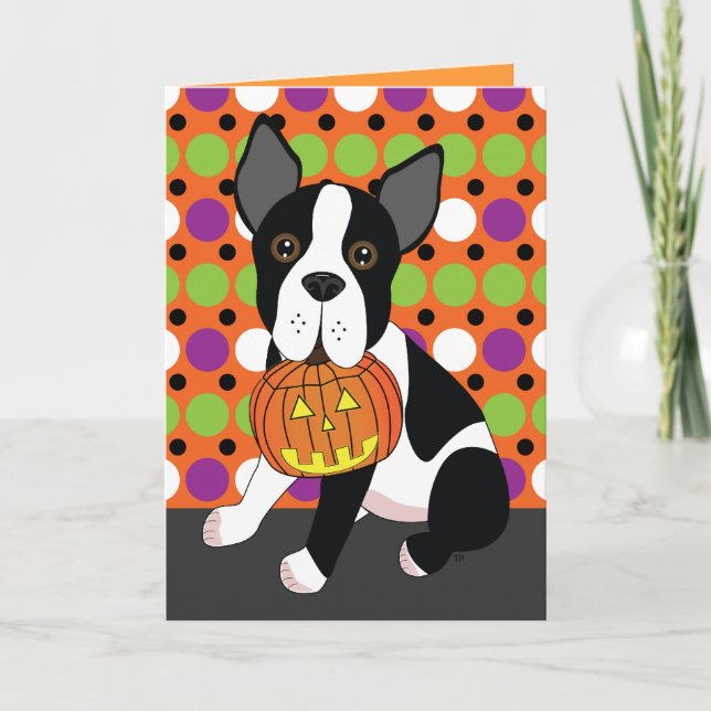 Tarjeta de Boston Terrier Halloween (Anverso)