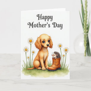 Tarjeta de bota del día de las madres floral