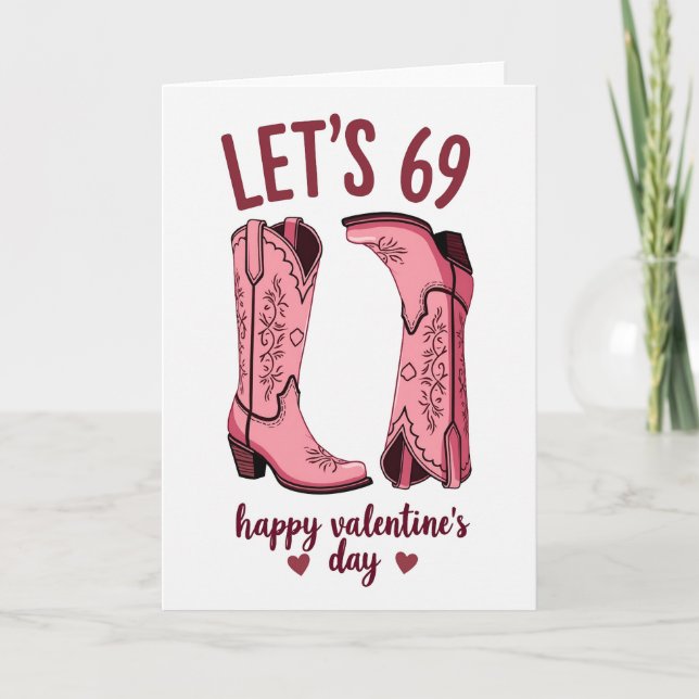 Tarjeta de botas rosadas Valentines 69 (Anverso)