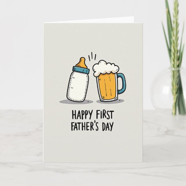 Tarjeta de Botella del Primer Día del Padre (Anverso)