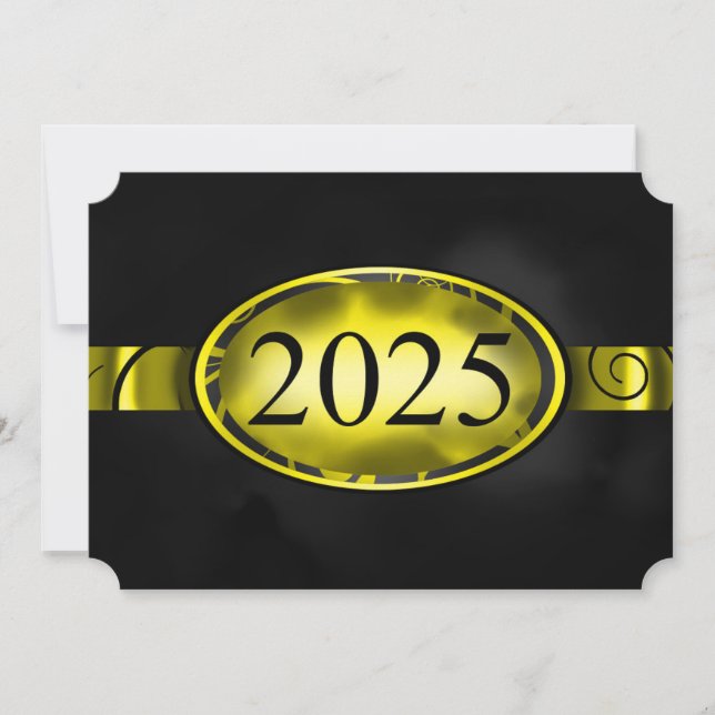 Tarjeta de botón floral amarillo y negro 2025 (Anverso)