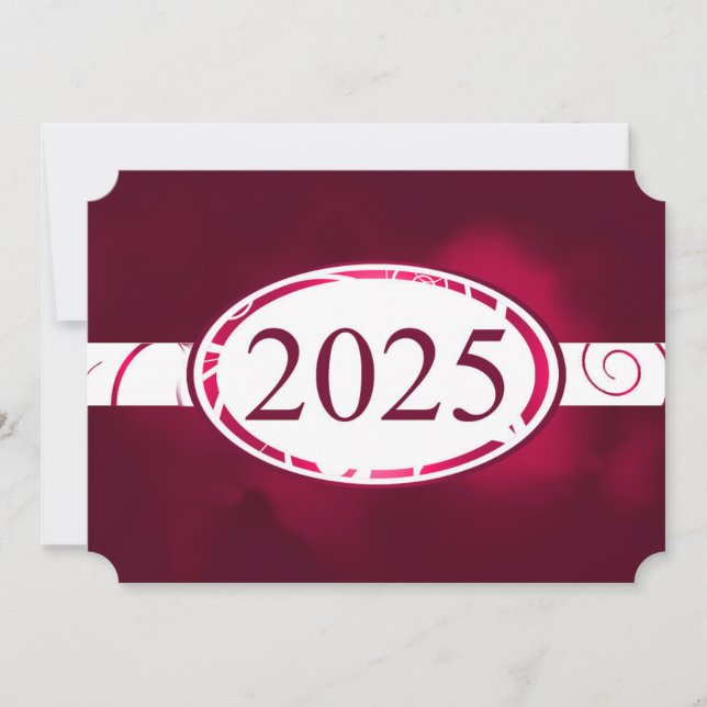 Tarjeta de botón floral blanco y borgoña 2025 (Anverso)