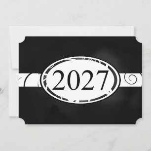 Tarjeta de botón floral en blanco y negro 2027