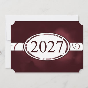 Tarjeta de botón floral granate y blanco 2027
