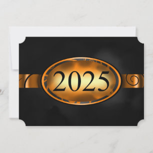 Tarjeta de botón floral negro y naranja 2025
