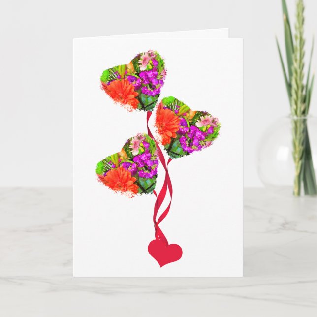 Tarjeta de Bouquet de flores de verano con forma d (Anverso)