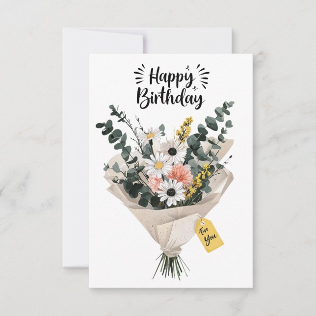 Tarjeta de Bouquet Happy Birday Flower | Floral mo (Anverso)