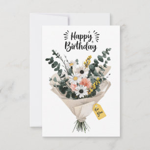 Tarjeta de Bouquet Happy Birday Flower Floral mo