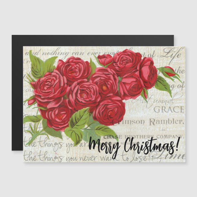 Tarjeta de Bouquet Red Rose de Navidad Victoriana  (Anverso/Reverso)