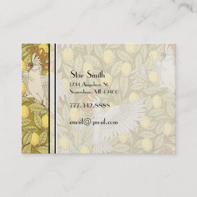 Tarjeta de Boutique Cockatoo de estilo Art Nouveau (Anverso)