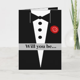 Tarjeta de Bridesman con Tux y Rosa