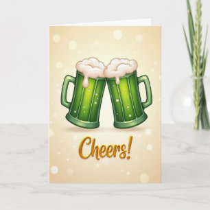 Tarjeta de brindis con jarras de cerveza Cheers