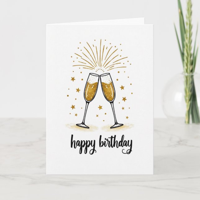 Tarjeta de brindis dorado alegre (Anverso)