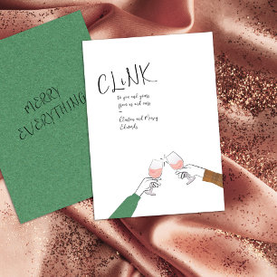 Tarjeta de brindis navideño – “Clink” Copas de vin