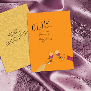 Tarjeta de brindis navideño – “Clink” Copas de vin