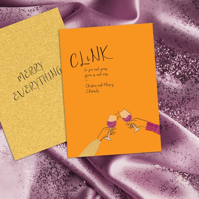 Tarjeta de brindis navideño – “Clink” Copas de vin (Subido por el creador)