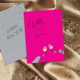 Tarjeta de brindis navideño – “Clink” Copas de vin