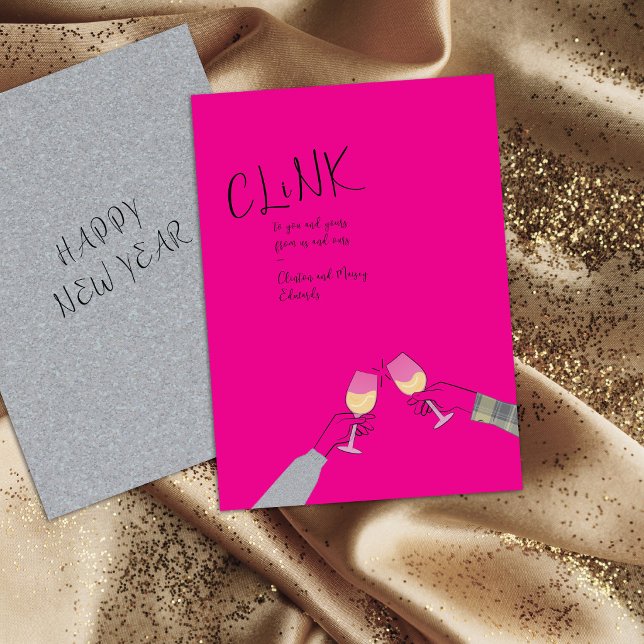 Tarjeta de brindis navideño – “Clink” Copas de vin (Subido por el creador)