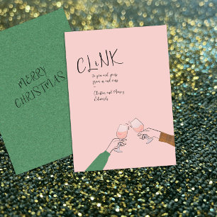 Tarjeta de brindis navideño – “Clink” Copas de vin