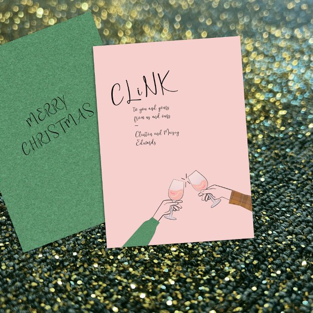 Tarjeta de brindis navideño – “Clink” Copas de vin (Subido por el creador)
