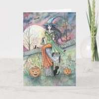 Tarjeta de Bruja de Halloween por Molly Harrison