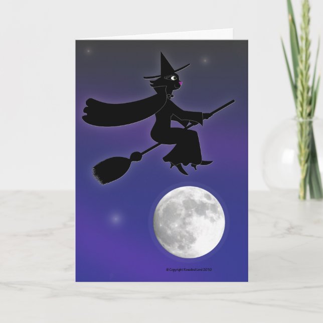 Tarjeta de bruja para gato negro (Anverso)