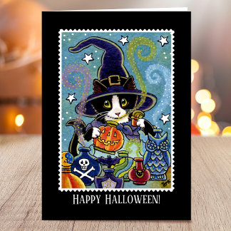 Tarjeta de bruja para gato "Olor a Halloween" pers