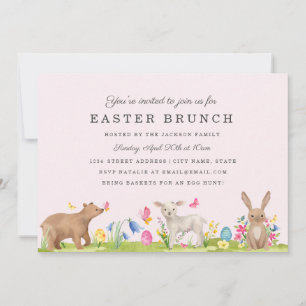 Tarjeta de Brunch de Pascua de Animal Dulce