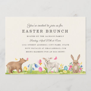 Tarjeta de Brunch de Pascua de Huevo de Animal Dul