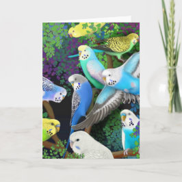 Tarjeta de Budgerigars and Ferns