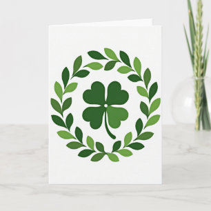 Tarjeta de buena suerte con patrón de hoja verde
