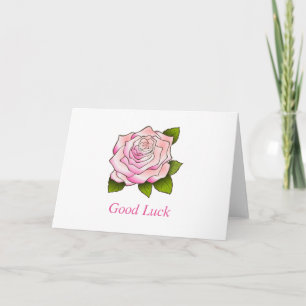 Tarjeta de buena suerte de dibujo rosa rosa vintag