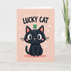 Tarjeta de Buena Suerte del Gato Afortunado