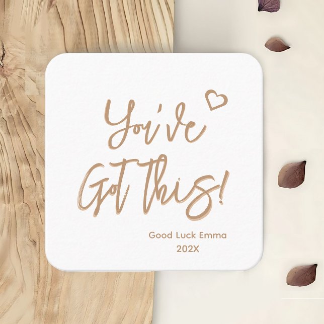 Tarjeta de buena suerte | Personalizado que tienes (Encourage and uplift with our elegant calligraphy 'You've Got This' card.)