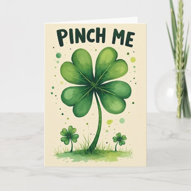 Tarjeta de buena suerte Pinch Me Clover (Anverso)