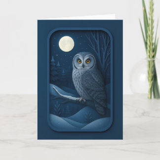 Tarjeta de Búho Nival a la Luz de la Luna