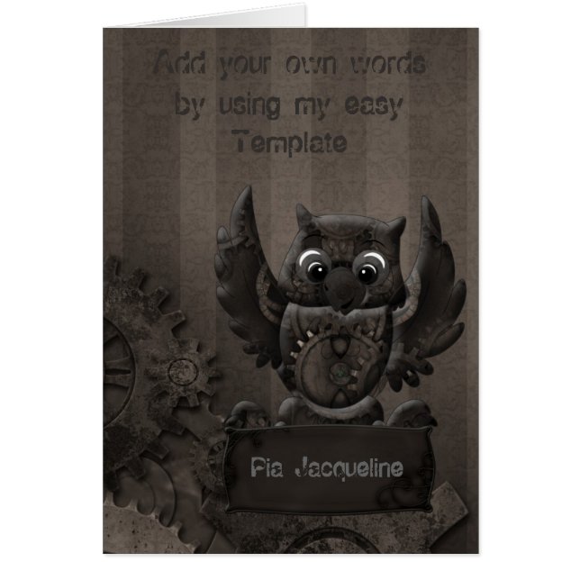 Tarjeta de búho Steampunk (Frente)