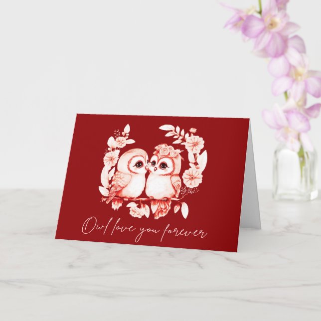 Tarjeta de búho te amo por siempre (Orquídea)