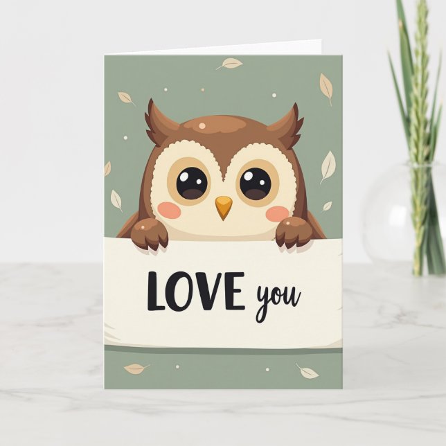 Tarjeta de búho 'Te Quiero' (Anverso)