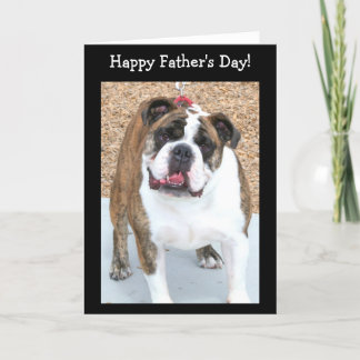 Tarjeta de bulldog en inglés del Día del Padre Fel