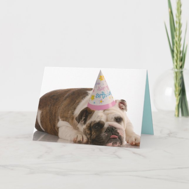 Tarjeta de Bulldog Feliz Cumpleaños (Anverso)