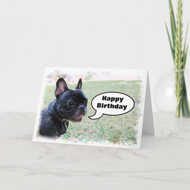 Tarjeta de Bulldog francesa de cumpleaños feliz (Anverso)