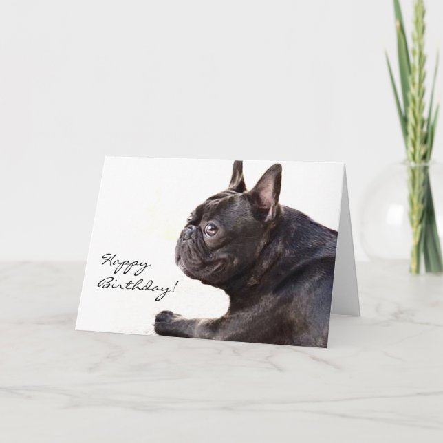 Tarjeta de Bulldog francesa de cumpleaños feliz (Anverso)
